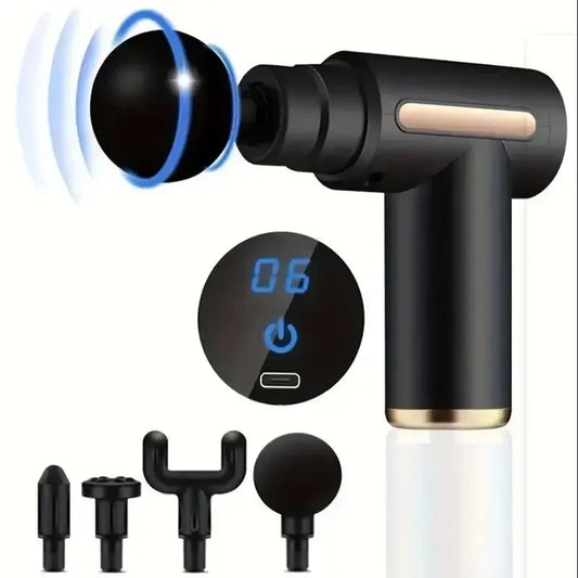 pistolet massage noir musculaire 4 têtes interchangeables